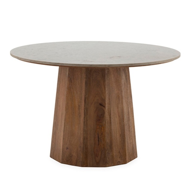 Masa dining alba/maro din lemn 120 cm Caleb Thai Natura
