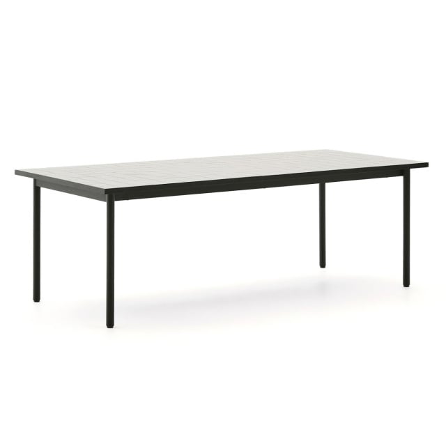 Masa dining exterior ecru din metal 101x223 cm Maurina Kave Home