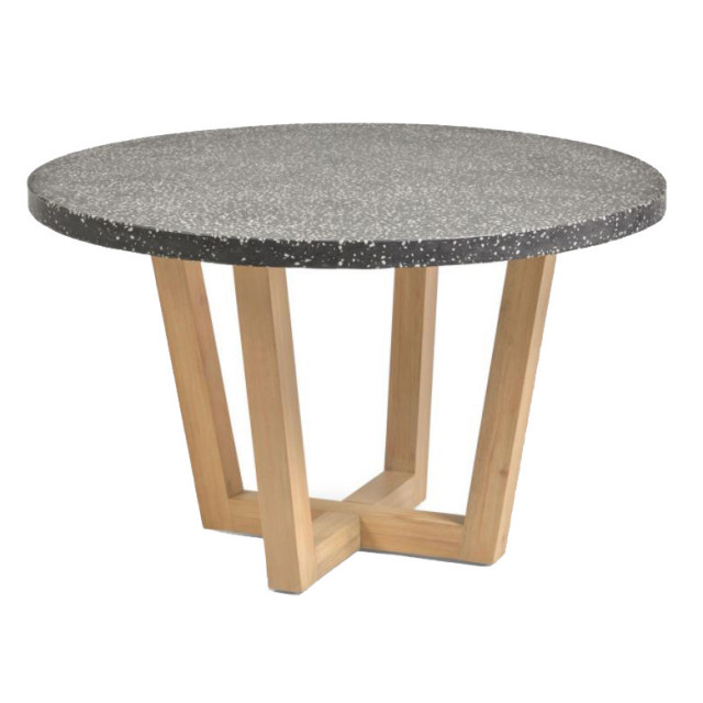 Masa dining neagra/maro din terrazzo si lemn 120 cm Shanelle Kave Home