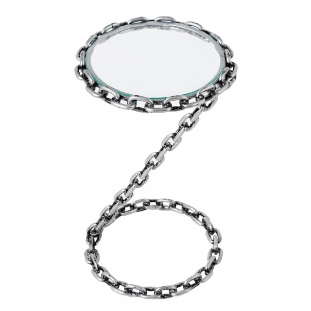 Masa laterala argintie din metal 33 cm Chain The Home Collection