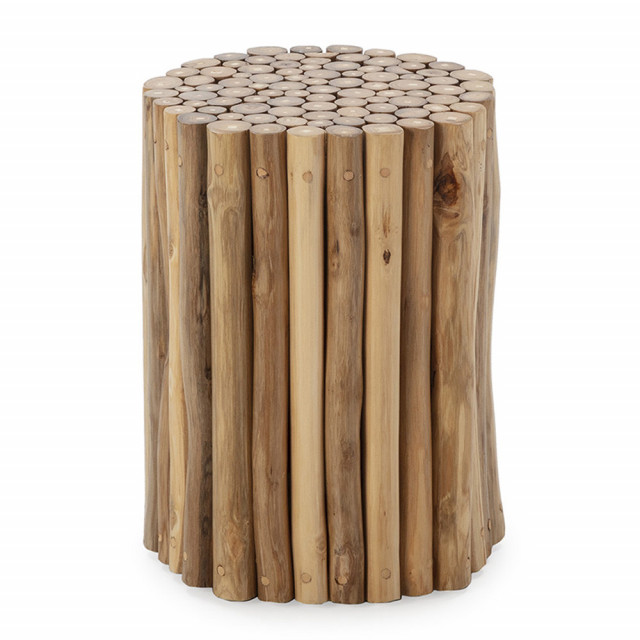 Masa laterala maro din lemn 30 cm Kavaha Thai Natura