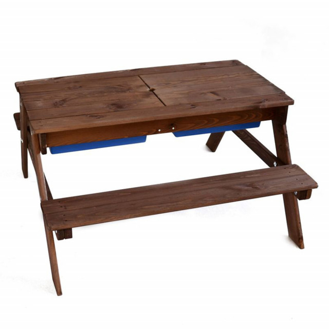 Masa pentru picnic pentru exterior maro inchis din lemn 94x94 cm Serra Rojaplast