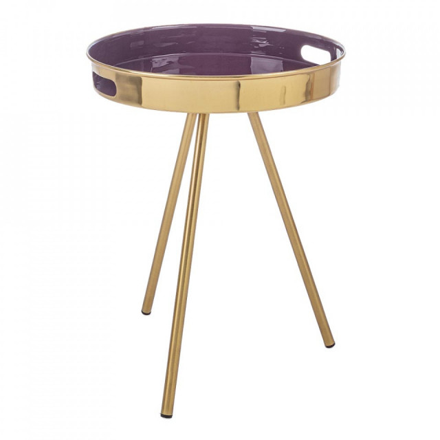 Masuta de cafea mov/aurie din otel 42 cm Inesh Bizzotto