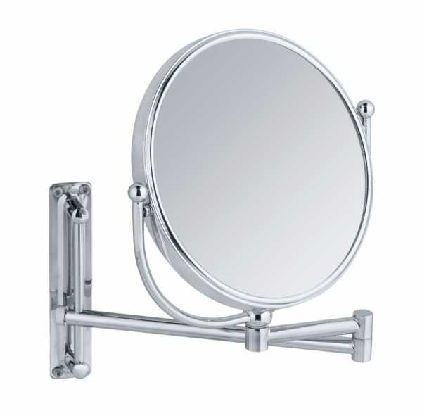 Oglinda cosmetica extensibila rotunda argintie din metal 29x31 cm Deluxe Wenko