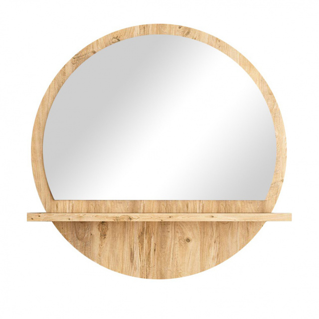 Oglinda cu raft rotunda maro din lemn 60 cm Hr1-At The Home Collection