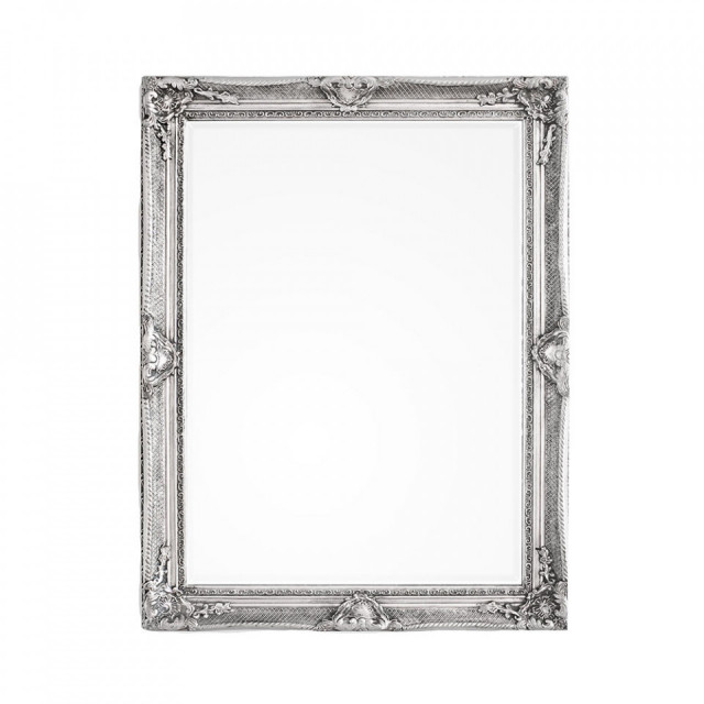 Oglinda dreptunghiulara argintie din lemn de molid 90x120 cm Miro Bizzotto