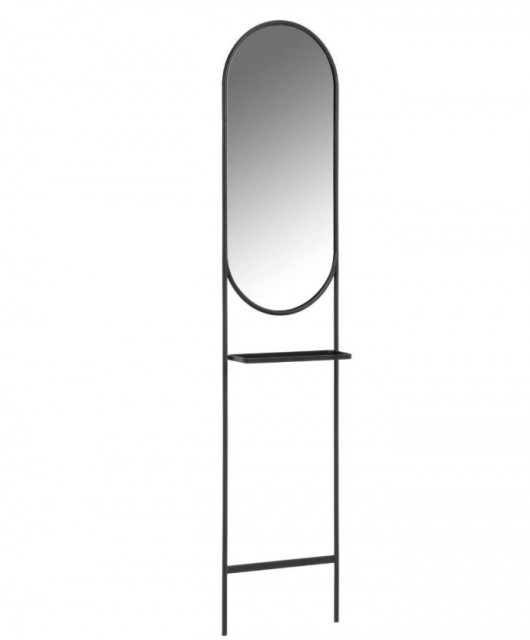 Oglinda ovala neagra din metal 41x184 cm Zelma Kave Home