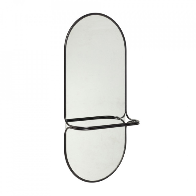 Oglinda ovala neagra din metal 46x102 cm Ellen Hubsch