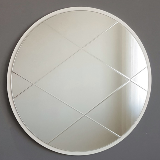 Oglinda rotunda argintie din lemn 60 cm Rice The Home Collection