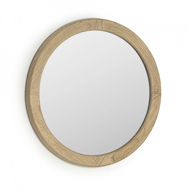 Oglinda rotunda maro din lemn 50 cm Alum Kave Home
