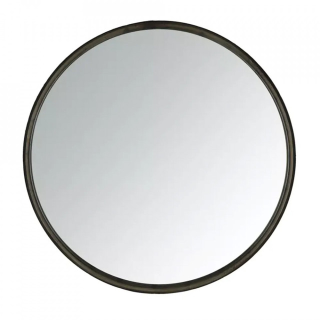 Oglinda rotunda neagra din metal 40 cm Boudoir Pomax