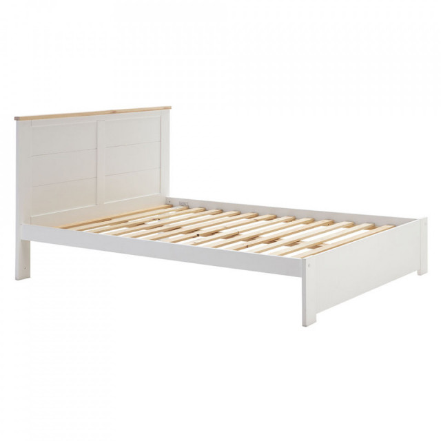 Pat alb/maro din lemn 140x190 cm Akira The Home Collection