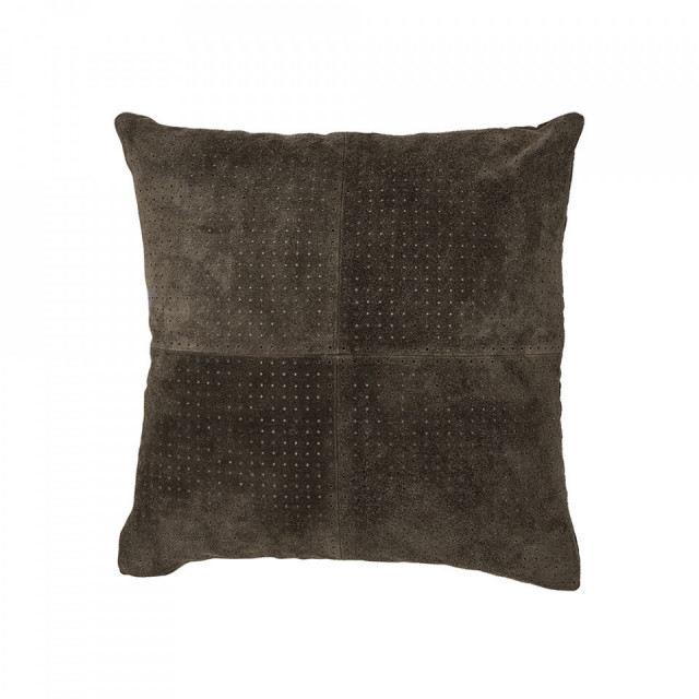 Perna decorativa patrata maro din piele si bumbac 45x45 cm Suede Bloomingville