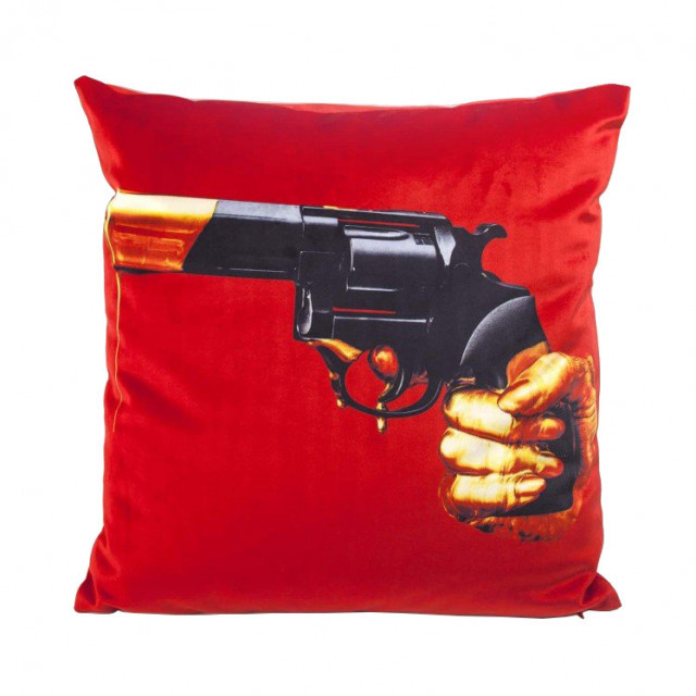 Perna patrata multicolora din fibre sintetice 50x50 cm Revolver Polyester Toiletpaper Seletti