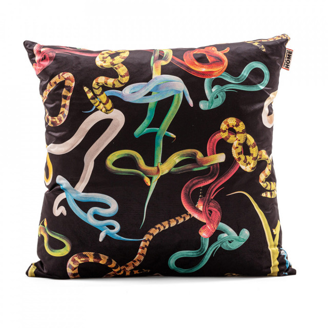 Perna patrata multicolora din fibre sintetice 67x67 cm Snakes Seletti