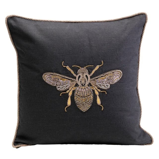 Perna patrata neagra din fibre 40x40 cm Glitter Bee Kare