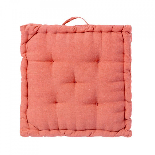 Perna patrata rosu corai din poliester si bumbac pentru podea 45x45 cm Loving Colours The Home Collection