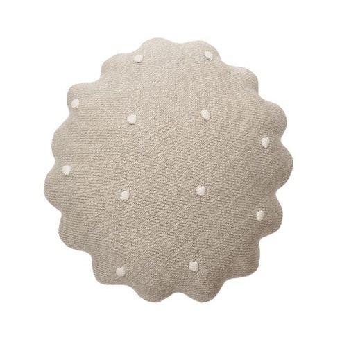 Perna pentru copii rotunda bej nisipiu din bumbac 25x25 cm Round Biscuit Dune Lorena Canals