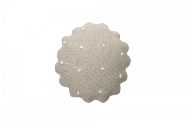 Perna rotunda bej nisipiu din bumbac pentru copii 25x25 cm Round Biscuit Dune White Lorena Canals