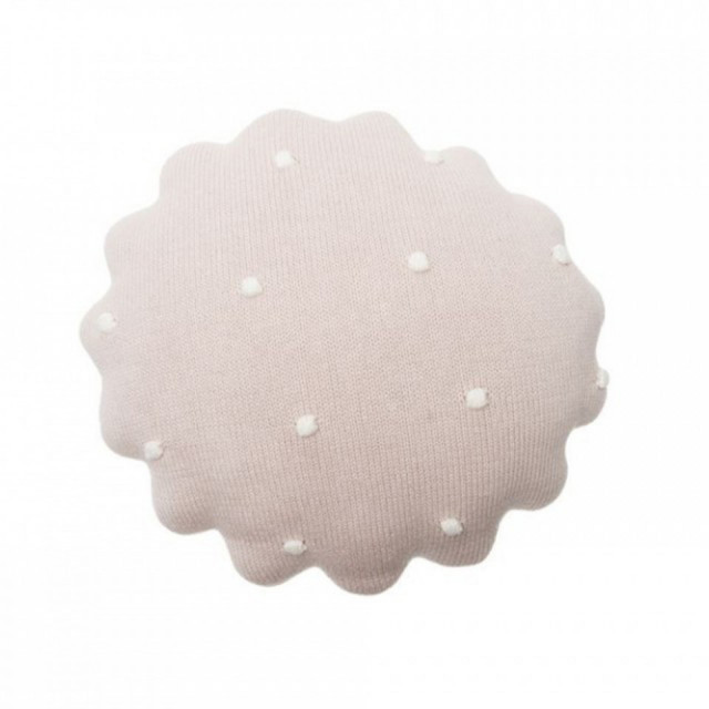 Perna rotunda roz din bumbac pentru copii 25x25 cm Round Biscuit Pink Lorena Canals