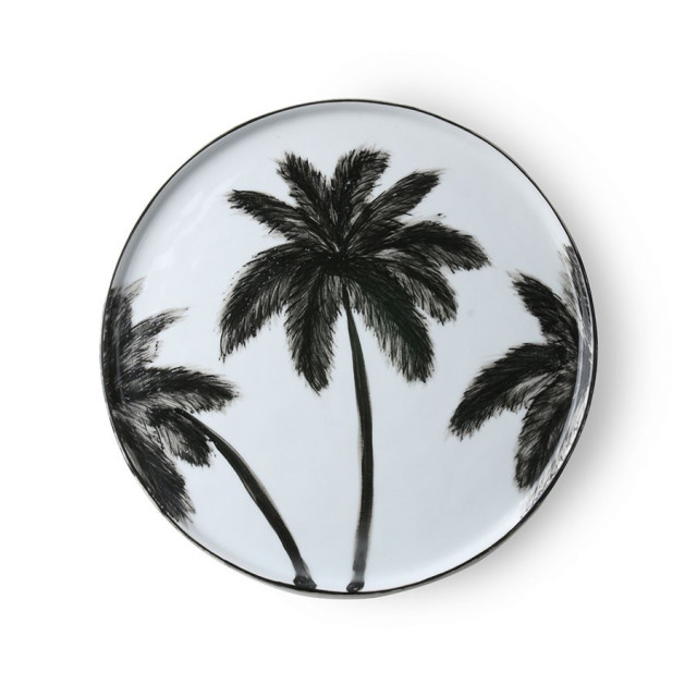 Platou alb/negru din portelan 27 cm Palms HK Living