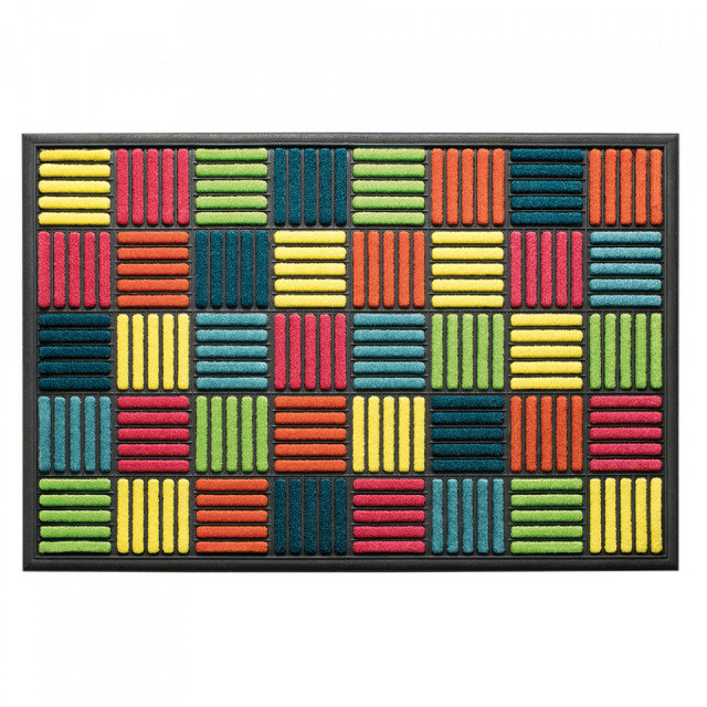Pres dreptunghiular multicolor din poliamida si cauciuc pentru intrare 60x90 cm Grafik Lako