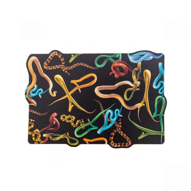 Protectie masa dreptunghiulara multicolora din plastic 36x45 cm Snakes Seletti
