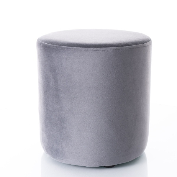 Puf rotund gri inchis din catifea 33 cm Doti C The Home Collection