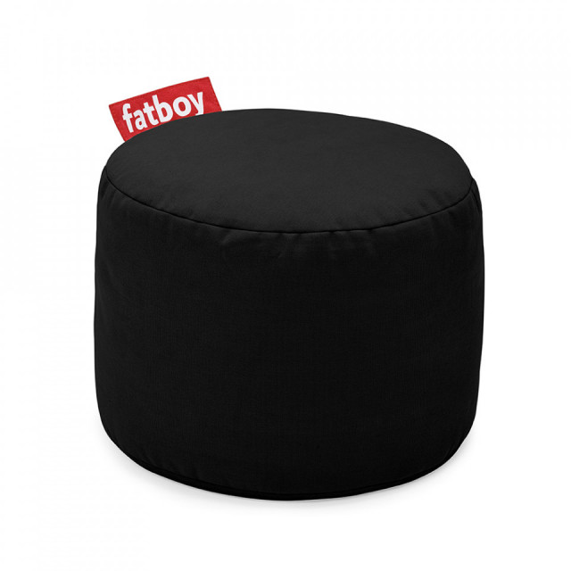 Puf rotund negru din bumbac 50 cm Point Stonewashed Fatboy
