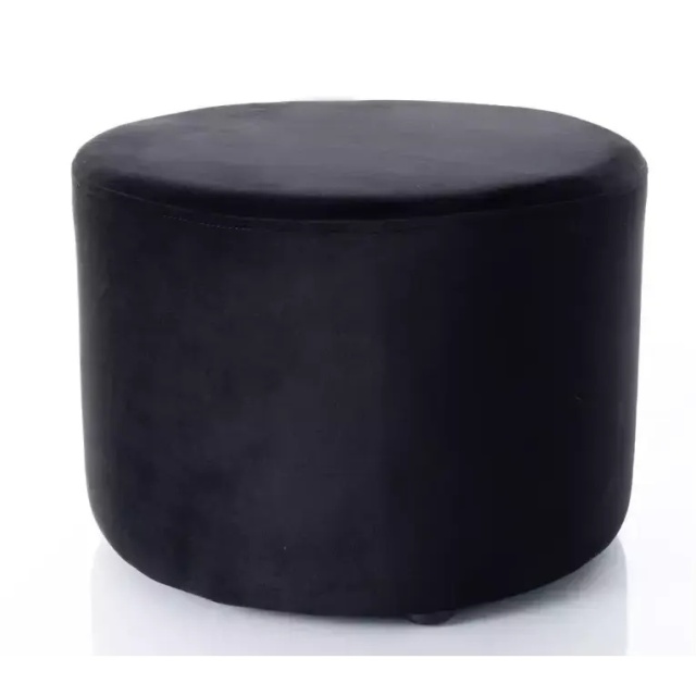 Puf rotund negru din catifea 43 cm Doti A The Home Collection