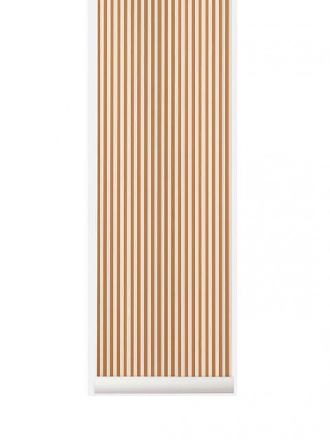 Rola tapet galben mustar/alb antic din hartie 53x1000 cm Thin Lines Ferm Living