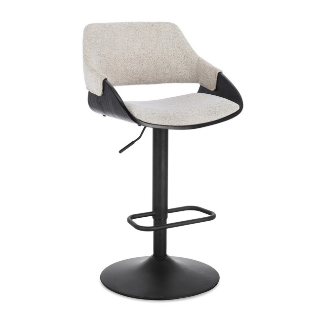 Scaun bar ajustabil crem/negru din textil Roxanne Bizzotto