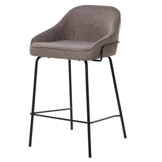 Scaun bar grej/negru din textil si metal Arny Somcasa