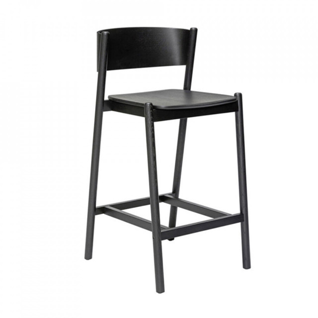 Scaun bar negru din lemn Oblique Hubsch