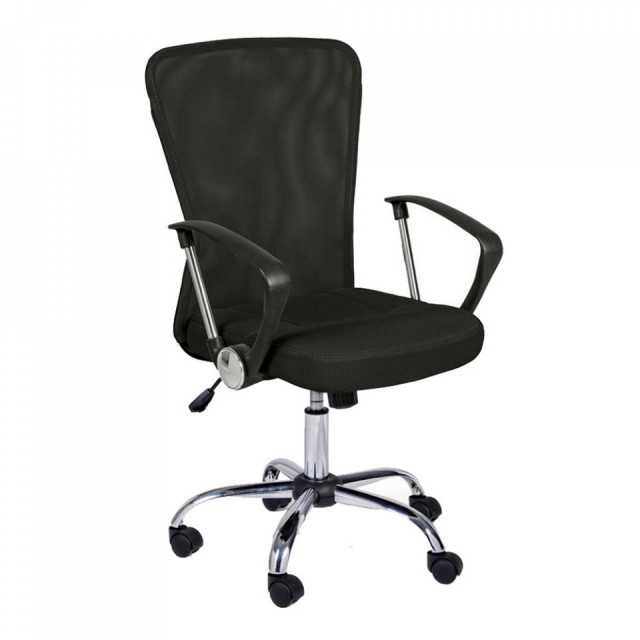 Scaun birou ajustabil rotativ negru din textil Brisbane Bizzotto