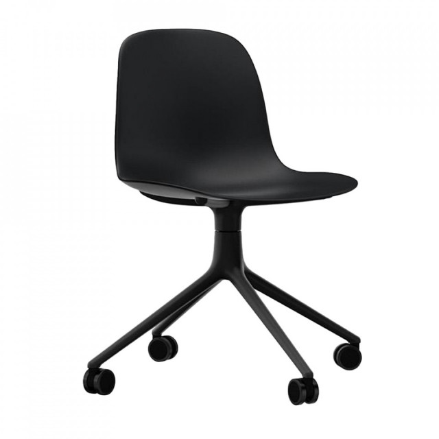 Scaun birou rotativ negru din polipropilena si aluminiu Form 4W Normann Copenhagen