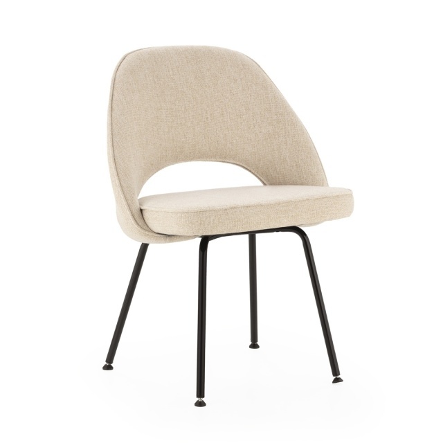 Scaun dining alb/negru din textil Agness Thai Natura
