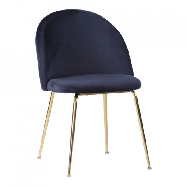 Scaun dining albastru/auriu din catifea Geneve House Nordic