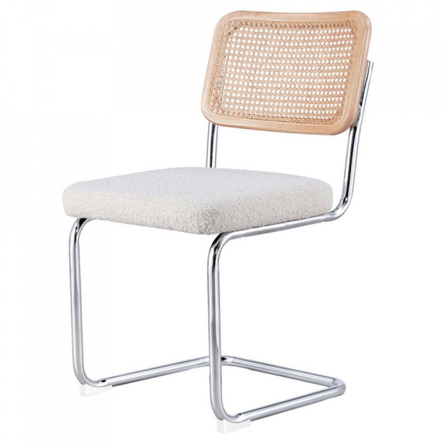 Scaun dining ecru/argintiu din poliester si metal Capsule The Home Collection