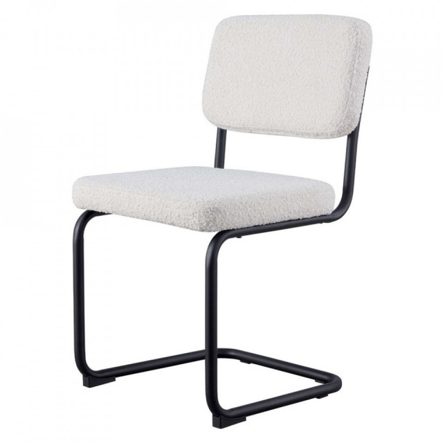 Scaun dining ecru/negru din poliester si metal Capsule The Home Collection