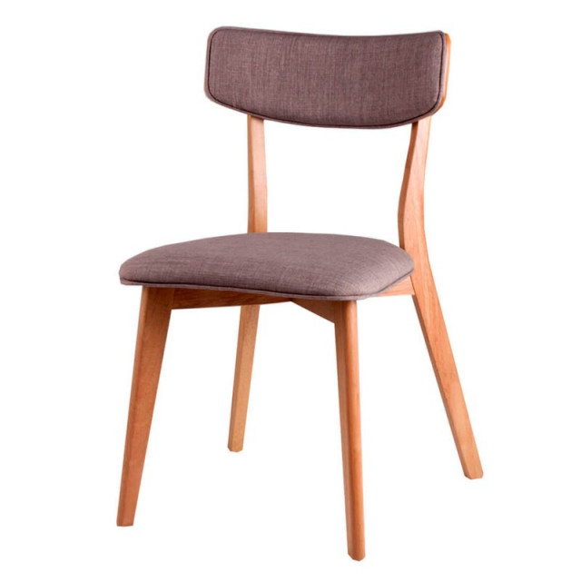 Scaun dining gri deschis din lemn din lemn si poliester Anais Oak Somcasa