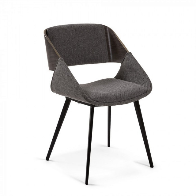 Scaun dining gri inchis din textil Herrick Kave Home