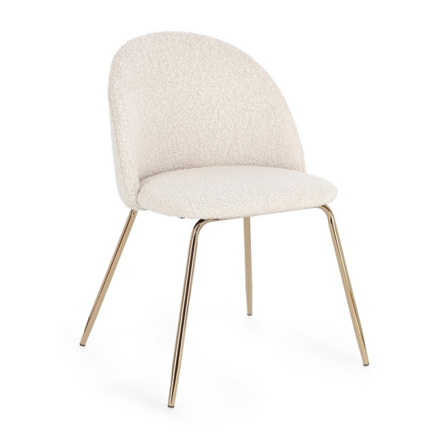 Scaun dining ivoriu/aurie din textil Tanya Boucle Bizzotto