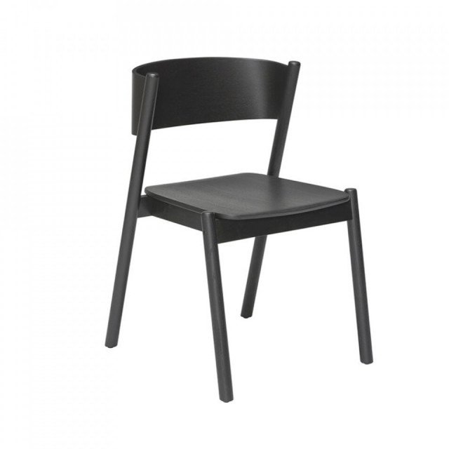 Scaun dining negru din lemn Oblique Hubsch