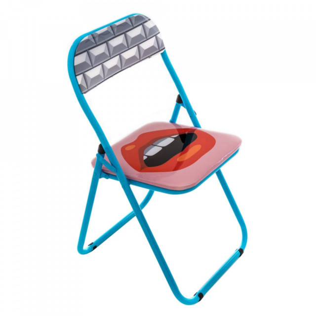 Scaun dining pliabil multicolor din metal Mouth Seletti