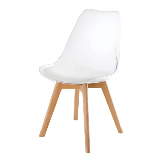 Scaun dining transparent/maro din piele ecologica Scandinavia White The Home Collection