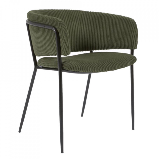 Scaun dining verde/negru din poliester si otel Runnie Kave Home