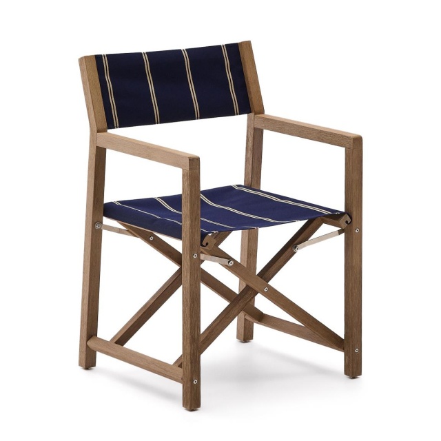 Scaun pliabil exterior albastru/crem din textil Vilara Kave Home