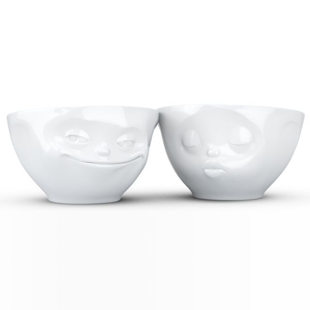 Set 2 boluri albe din ceramica 200 ml Kissing & Grinning Tassen