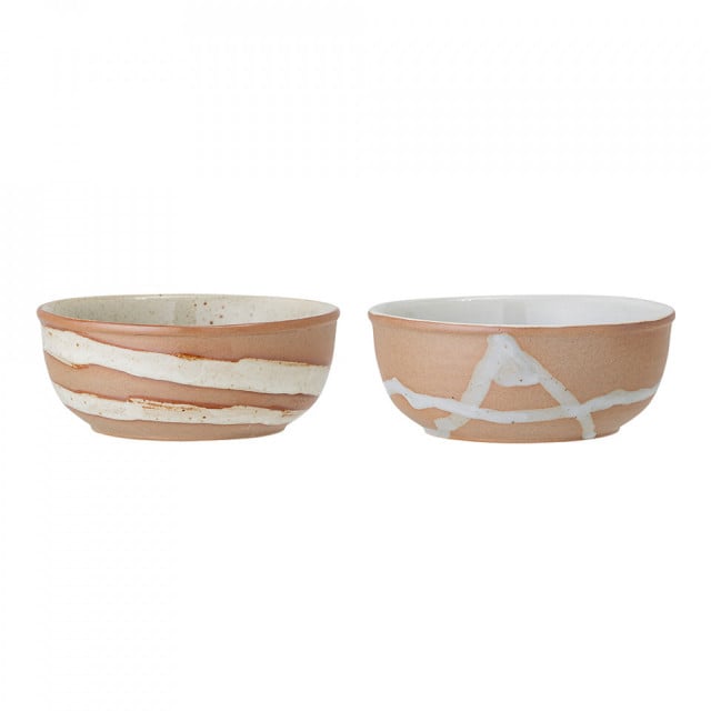 Set 2 boluri maro/albe din ceramica 270 ml Peony Creative Collection